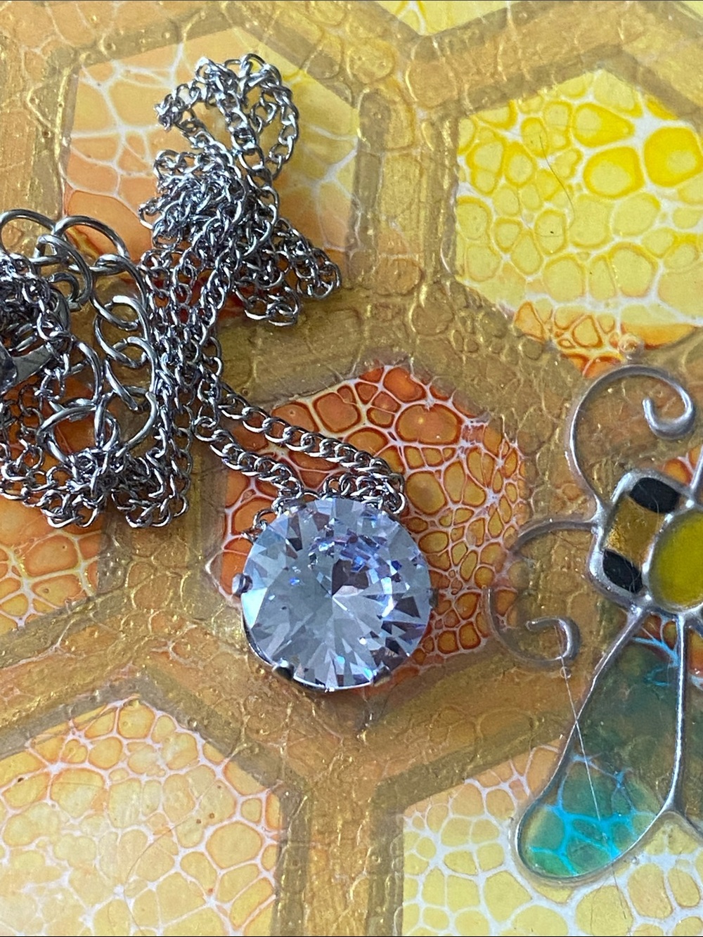 Brilliant Clear Crystal Pendant Necklace in Silver Tone